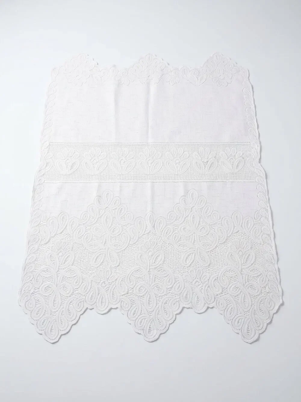 VTG Table Topper White Lace Rectangle Tablecloth Size 28”x35” Cottage Fairy Home